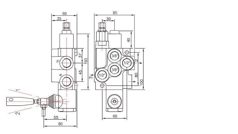 HYDRAULIKVENTIL 1xP40 + EINFACHWIRKENDE FUNKTION B1