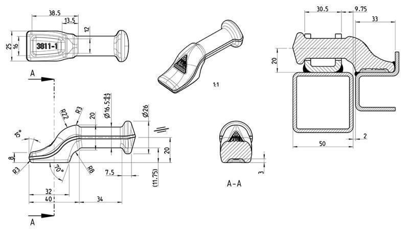 LATCH CLOSURE TYPE PIANTONE MALE