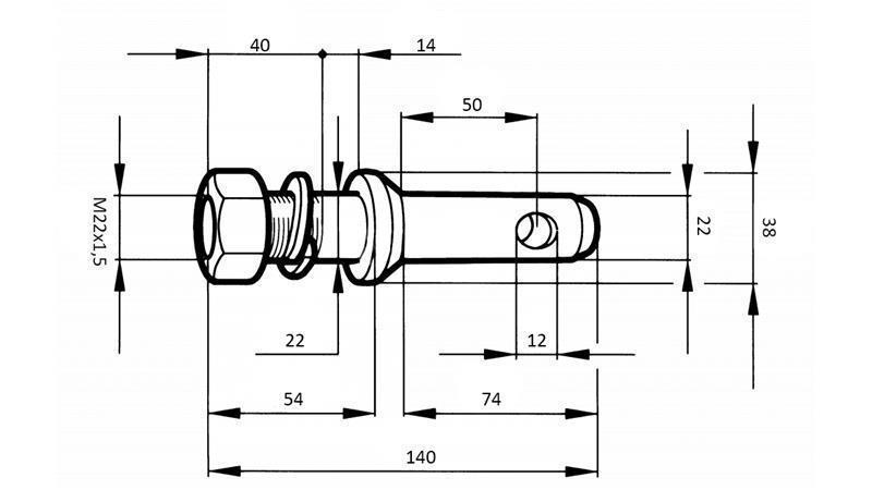 MONTAŽNI KLIN fi22mm SA NAVOJEM M22x1,5