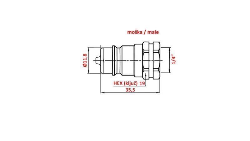 BRZA SPOJKA TRACTOR MUŠKA 1/4