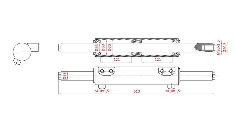 HIDRAULIČNI VOLANSKI CILINDAR MASSEY FERGUSON  OEM-3429989M91, 00112130U1