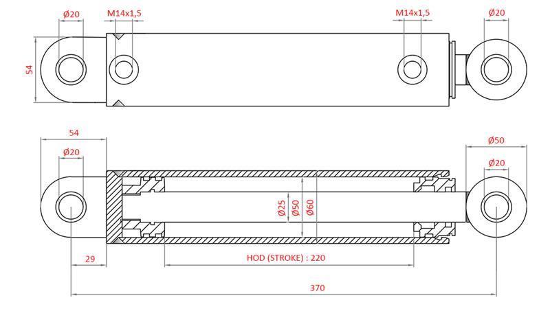 HYDRAULISK STYRINGSSYLINDER FIAT-NEW HOLLAND OEM-87521950, 47582858