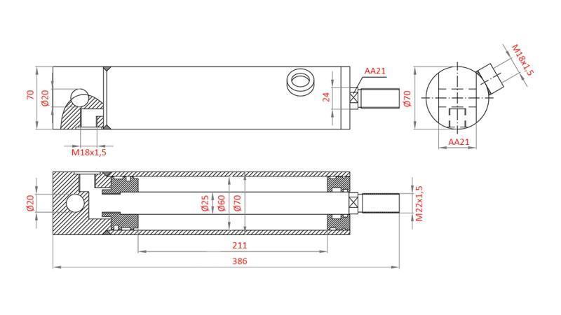 HIDRAULIČNI VOLANSKI CILINDAR MASSEY FERGUSON  OEM-3483329M92