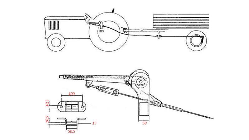PULL HANDLE FOR TRAILER HAND BRAKE set WITH CABLE 2.3m