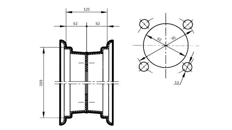 RIM 5.00x8” (for tyre 16x6.5-8)