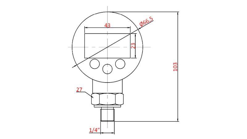 DIGITAL PRESSURE GAUGE DN63 VERTICAL 0 - 600 BAR - 1/4