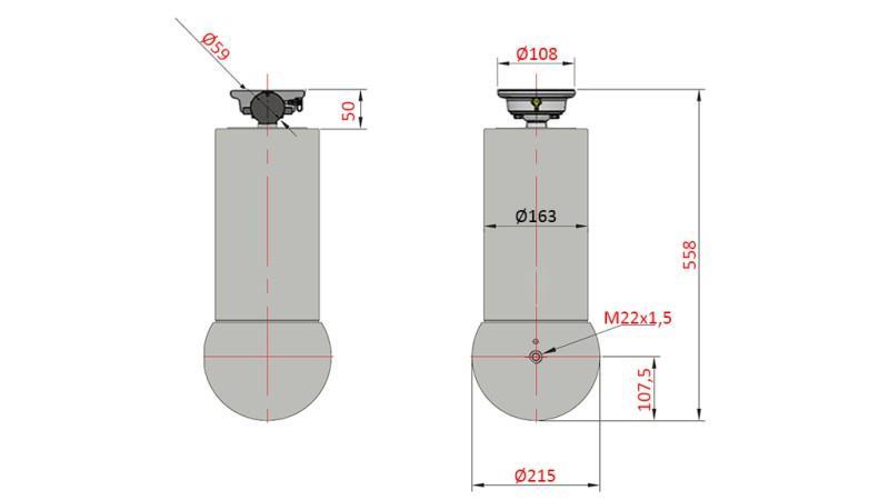 TELESCOPIC CYLINDER - MEILLER KIPPER 5 STAGES 175mm - 15 ton stroke 1560mm