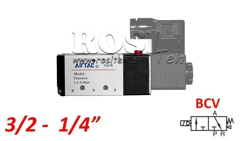 PNEUMATICKÝ ELEKTRICKÝ VENTIL 3/2 MONOSTABILNÝ 1/4 PRT-0832-BCV