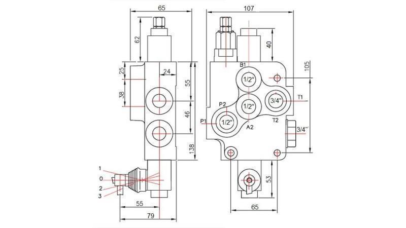 HIDRAULIČNI VENTIL 1xP80 + HIDROMOTOR D1