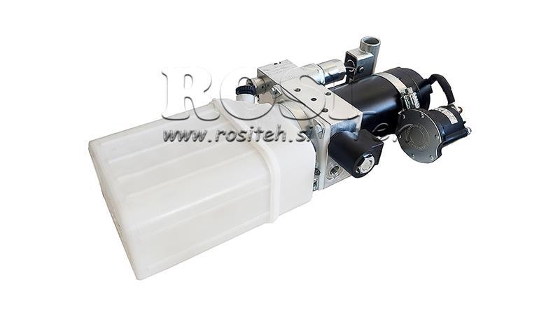 MINI HYDRAULISCH AGGREGAT 24V DC - 0.8kW = 0.5cc - 1.5 liter - eenfasige eenheid (PVC) met handpomp