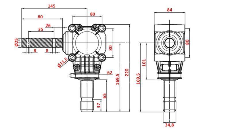 KUTNI REDUKTOR L-150J 1:1 (12KS-9kW)