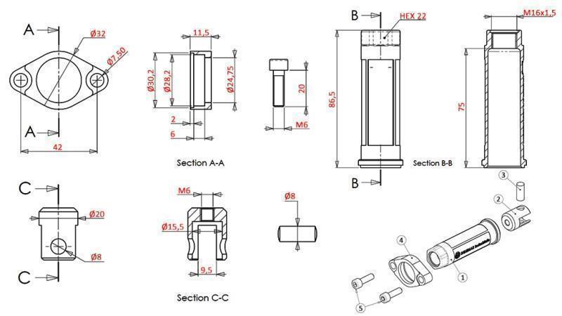 ALUMINIUM SEILTRÄGER FÜR P40 STEUERGERÄT