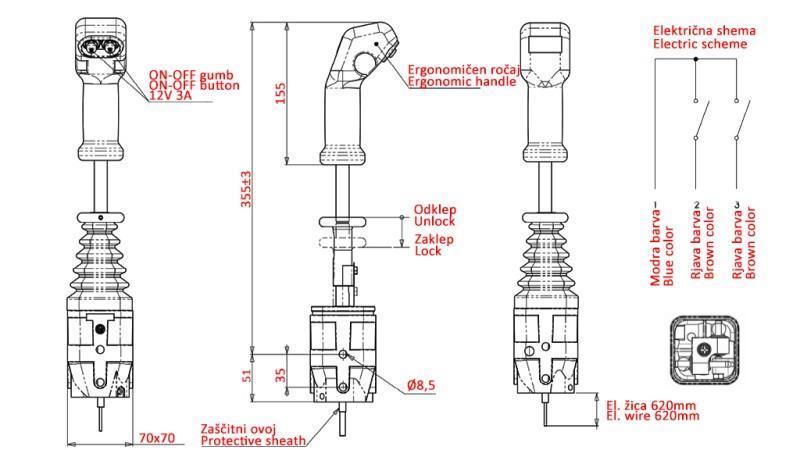 JOYSTICK INDEMAR FOR FORK WINCH - 2x BUTTON