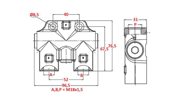 HYDRAULIC VALVE FOR MARKER SINGLE M18x1.5