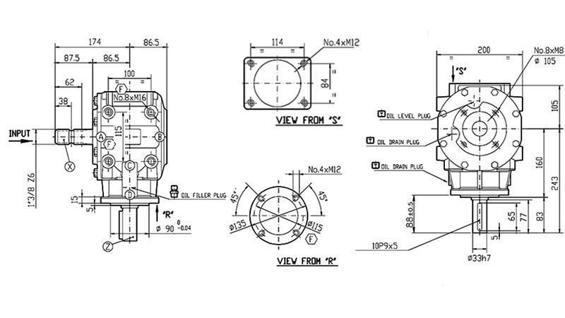 RIDUTTORE AD ANGOLARE T-313J 1:3 (62HP-45.6kW)