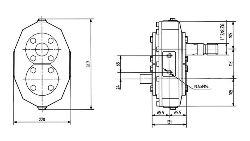 REDUKTOR INVERZIJA MR-90 1:1 (85HP-62.6kW)