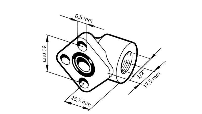 Spojenie potrubia 1/2 - uhlová príruba fi 30
