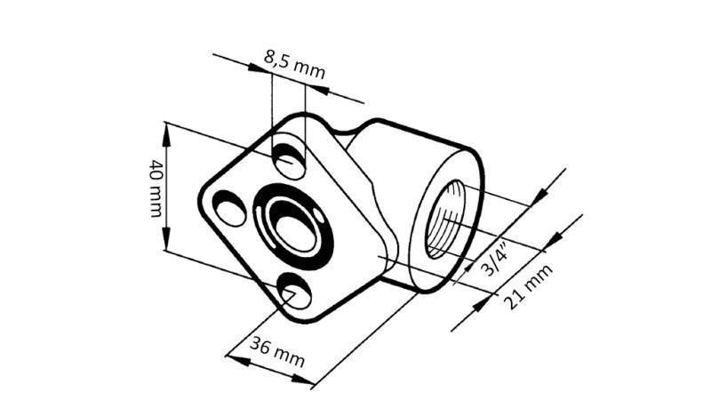 3 HOLE FLANGE FOR HOSE 3/4 - Dia.40