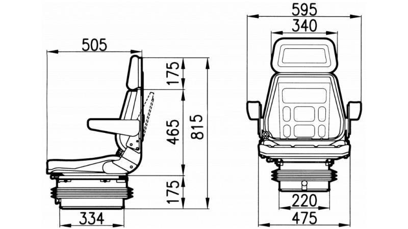 PNEUMATIC SEAT FOR TRACTOR WITH ARMREST - ARTIFICIAL LEATHER