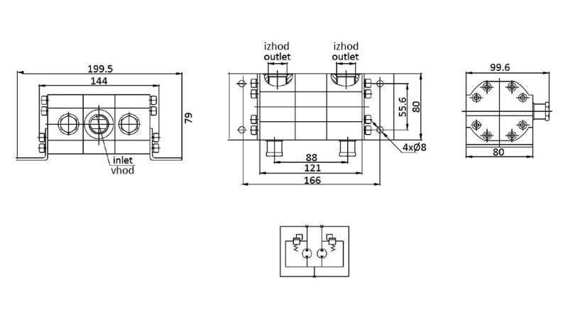 HIDRAULIČKI ZUPČASTI RAZDJELNIK PROTOKA 2/1 (15,1-30,3 lit - max. 240bar) 7,4cc/SEG