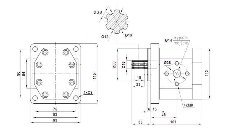 HYDRAULIC PUMP NSZ 16 - 6 TEETH 16 CC LEFT