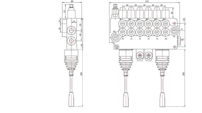 HID. VENTIL 6xP80 + 2x JOYSTIC