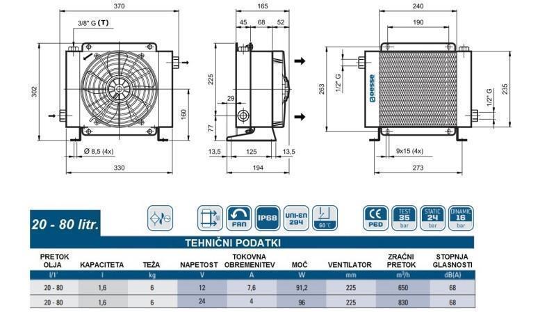 HLADNJAK ULJA DC 24V HY01604 20-80 LIT