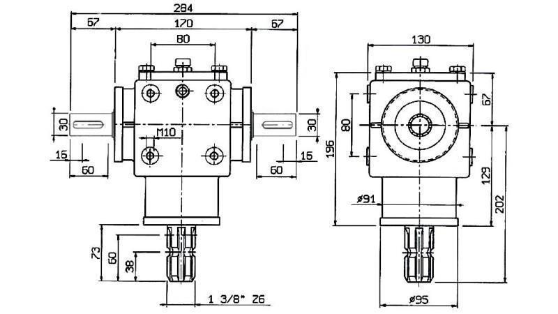 SZÖGHAJTÁS PTO-R20T 1:2 (25HP-18kW)