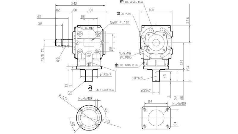 ANGULAR REDUCTOR T-310J 1:3 (30HP-22kW)