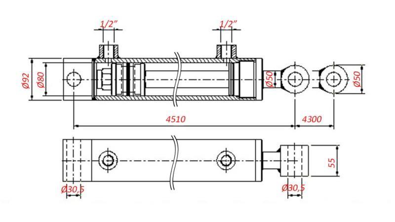 HYDRAULIKZYLINDER FÜR ABSCHLEPPDIENST - HOLE 80/50-4300