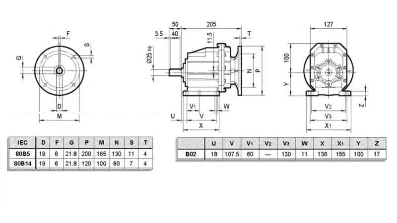 ERC02 REDUKTORIUS ELEKTRINIAM MOTORUI MS80 (1.1-1.5kW) SANTYKIS 24:1
