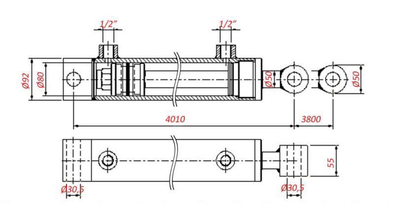 CILINDRO IDRAULICO PER IL AUTOTRAINO - HOLE 80/50-3800