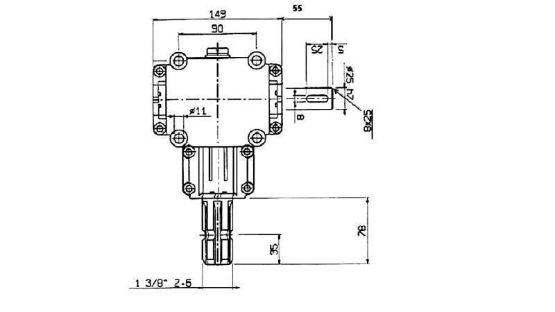 ANGULAR REDUCTOR PTO 1:1,9 (14HP-10kW)