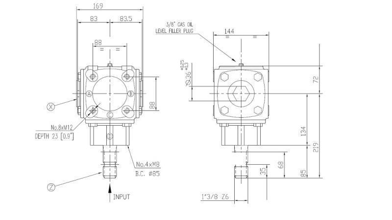 UHLOVÁ PREVODOVKA TB-19J 1,46:1 (23HP-16,9kW)