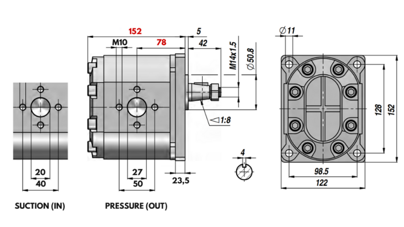 HYDRAULIK PUMPE GR.3 55 CC LINKS - FLANSCH