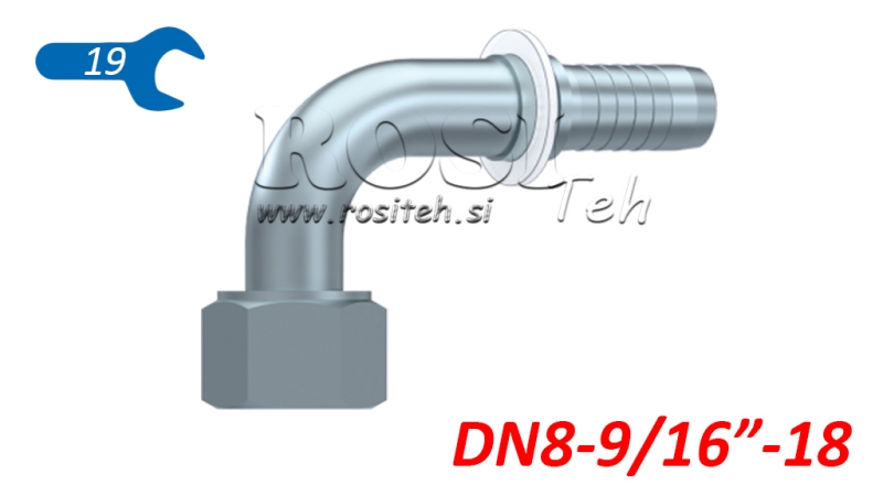 HIDRAVLIČNI PRIKLJUČEK DKORFS ŽENSKI KOLENO 90° DN8-9/16-18