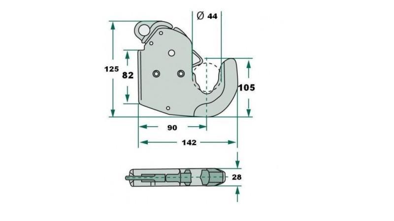 AUTOMATICKÝ HÁK PRO TRAKTOROVÉ ZAVĚŠENÍ HYDRAULIKY KATEGORIE 1 ECO - rozměry