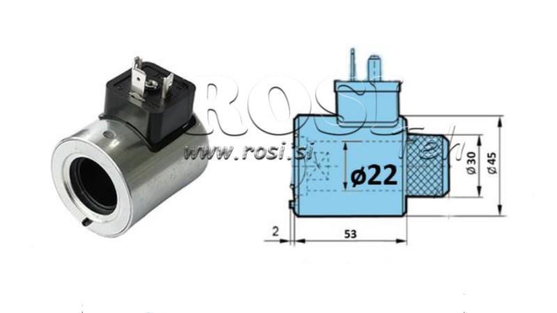 ELEKTRO MAGNETNI NAMOTAJ 24V ZA VENTIL CETOP - fi 22mm - 53mm - 29W