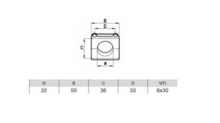 PORTA TUBO FI 22 - dimensioni