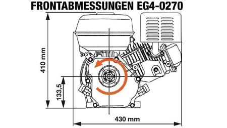 gasoline engine EG4-270cc-6,56kW-8,92HP-3.600rpm-H-KW25x88.2-hand start