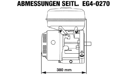 gasoline engine EG4-270cc-6,56kW-8,92HP-3.600rpm-H-KW25x88.2-hand start