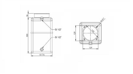 PVC-RESERVOIR ROLL PP 8 LITER HORIZONTAL-VERTIKAL - Dimensionen
