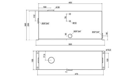 METAL OIL TANK 12 LITER CUBE 255x155x450mm