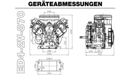 Dieselmotor 870cc-15.2kW-3.600 U/min-V-E-KW25.4 (1 Zoll)x78.8-elektrischer Start