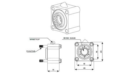 HYDRAULIKPUMPENANTRIEB - ZF1 GUSS - Abmessungen