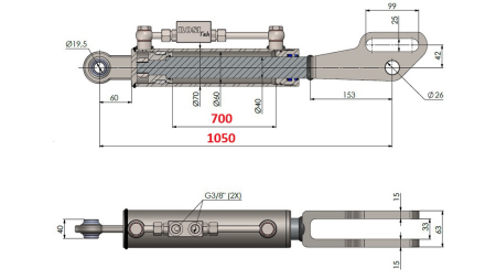 2TON. HYDRAULISK TOPSTANG POINT 60/40-350 (700MM-1050MM)