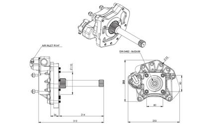 Wymiary NAPĘDU POMPY HYDRAULICZNEJ - MERCEDES ACTROS A