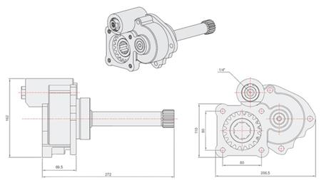 Disegno tecnico POMPA IDRAULICA - MERCEDES G3/65-90 UNIMOG
