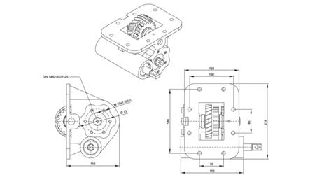 DIMENZIÓK A HIDRAULIKUS SZIVATTYÚHOZ - ISUZU MOZ 06 MECHANIKUS
