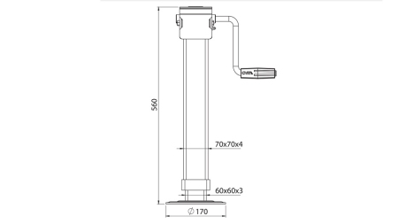 GESTAMPFTE UNTERSTÜTZUNGSBEIN 300mm - 3.000kg